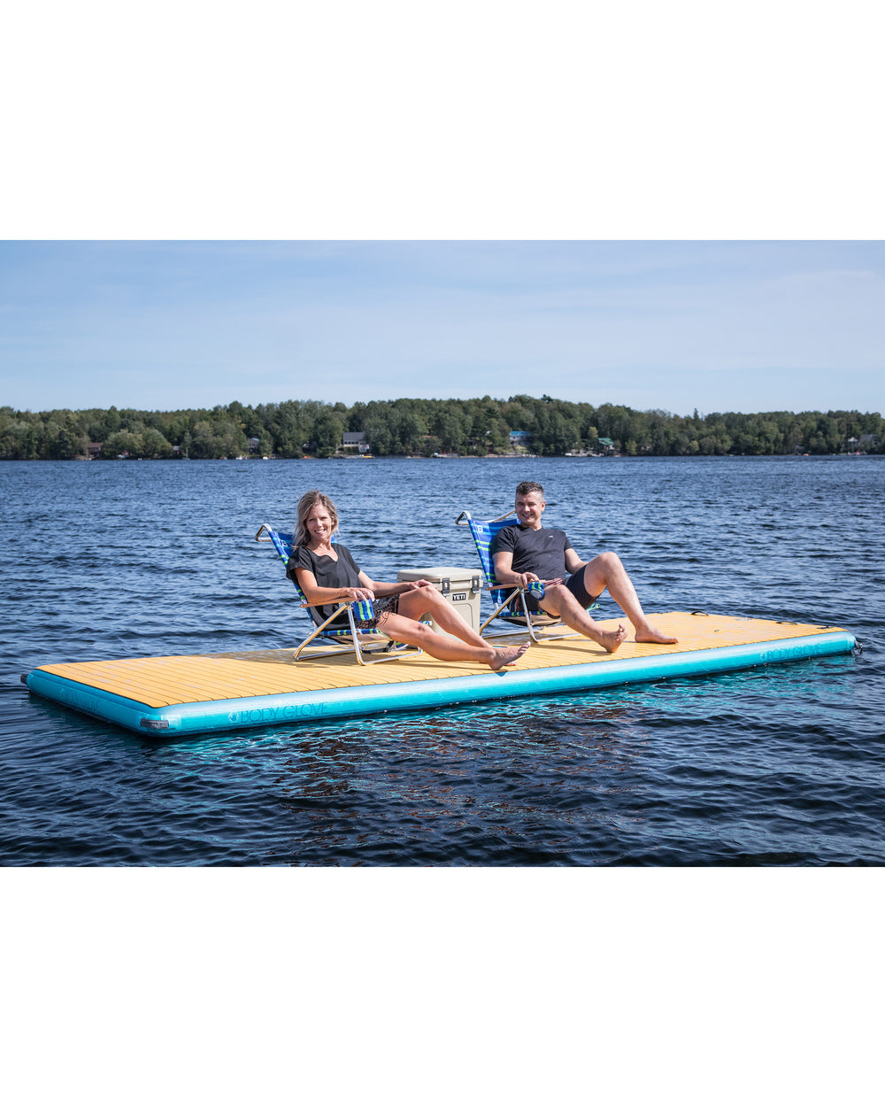 15' Inflatable Floating Dock - Blue/Wood