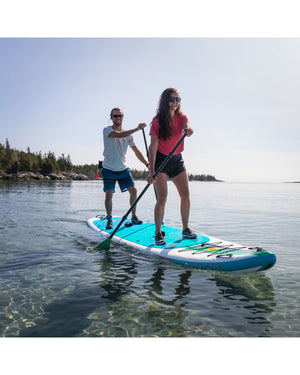 Cruiser Duet 15' Inflatable Combo Paddle Board Kayak - Teal/Wood