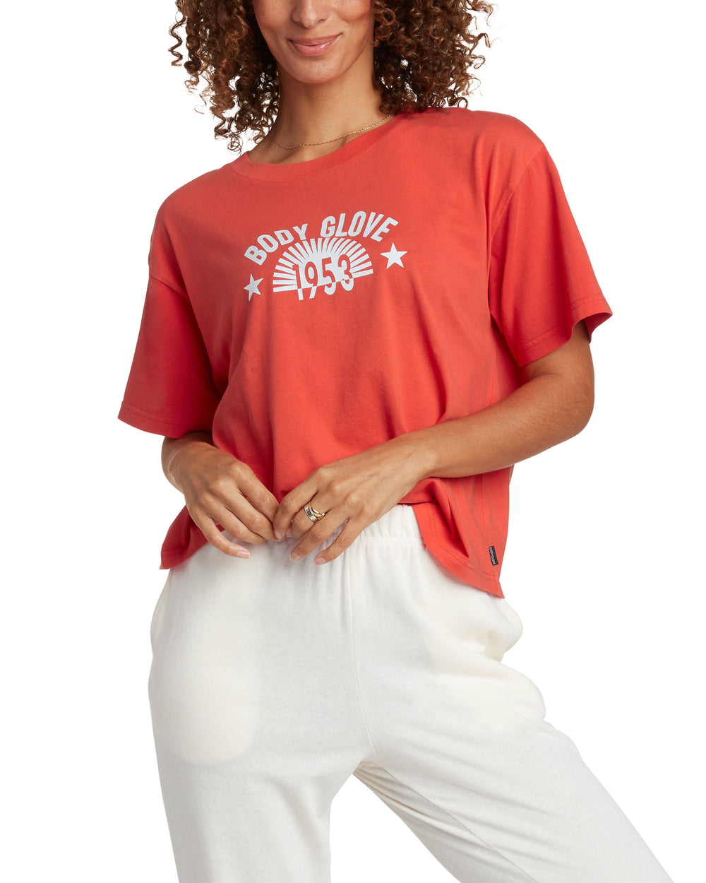 Radiant Short-Sleeved Relaxed Fit Crop T-Shirt - Fiery Red